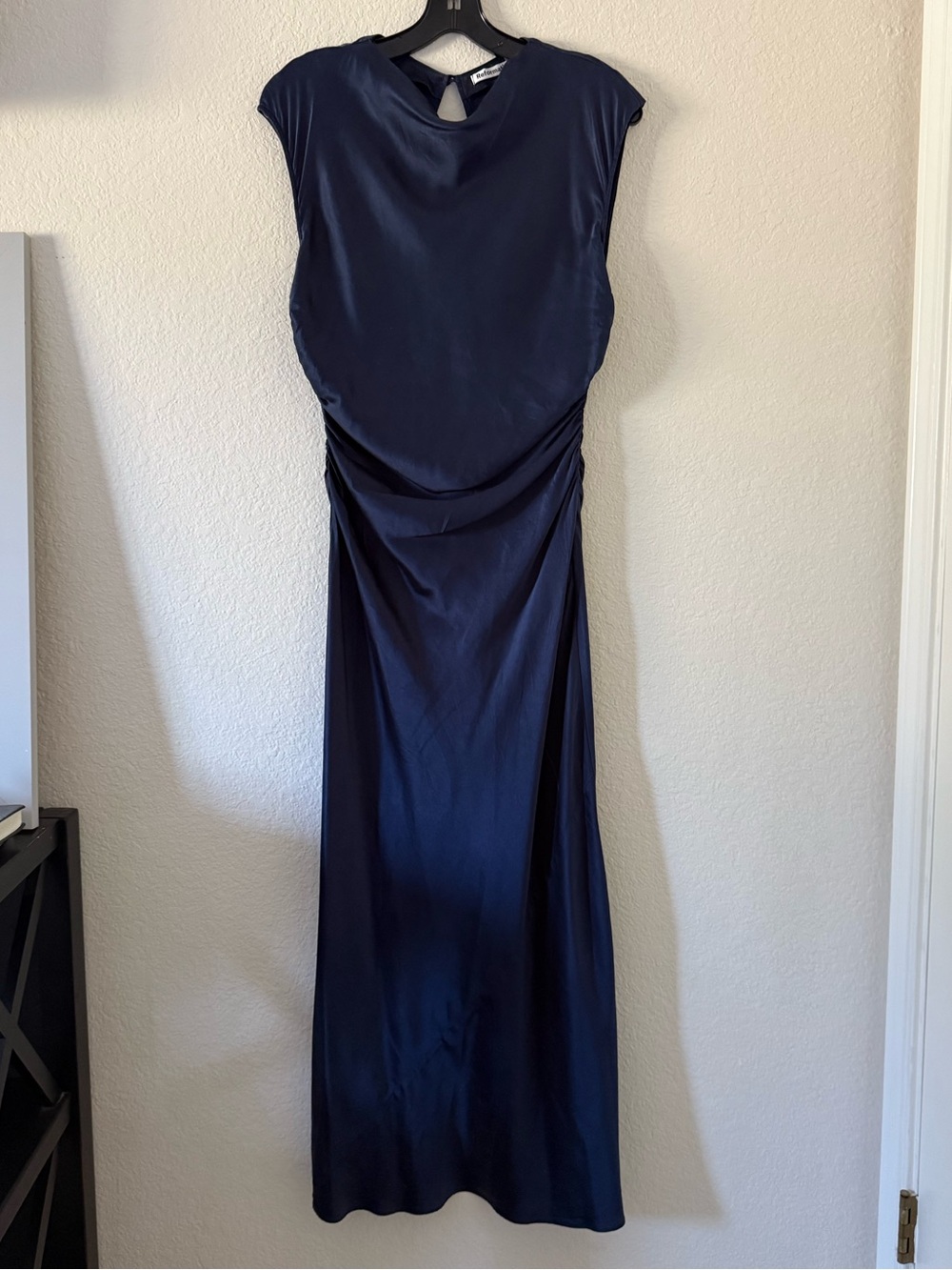 Reformation Navy Satin Veida dress - Picture 3 of 9